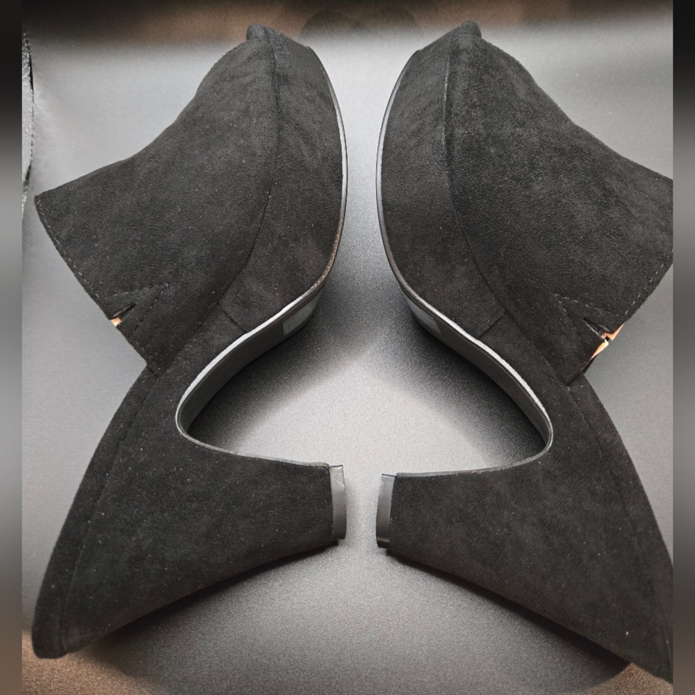 Black Suede Slip-on Sandals, Women Size 9